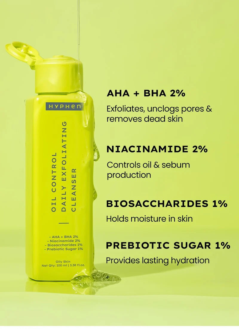 Hyphen Oil Control 2% AHA BHA Face Wash - 100 ml