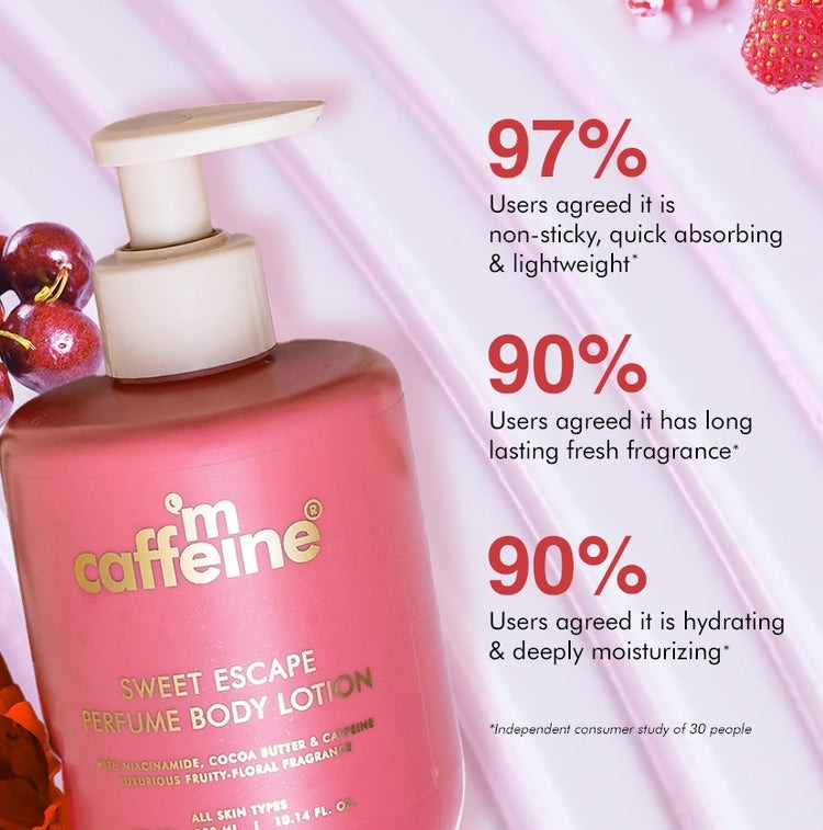 mCaffeine De-Tan Body Wash + Perfume Body Lotion + De-Tan Body Scrub (combo)