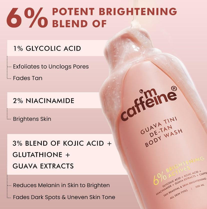 mCaffeine De-Tan Body Wash + Perfume Body Lotion + De-Tan Body Scrub (combo)