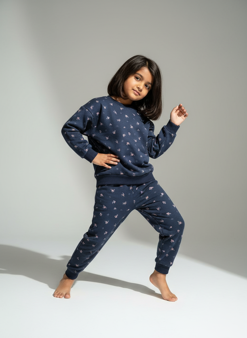 Urbanrac Sweatshirt Set - Navy Blue Floral Print