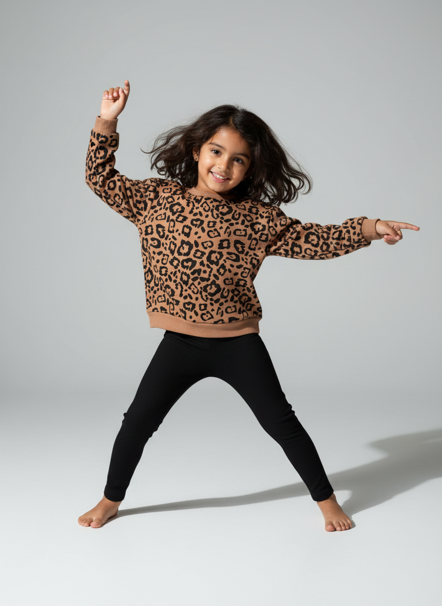 Urbanrac Sweatshirt Set - Classy Brown Leopard Print with Legging