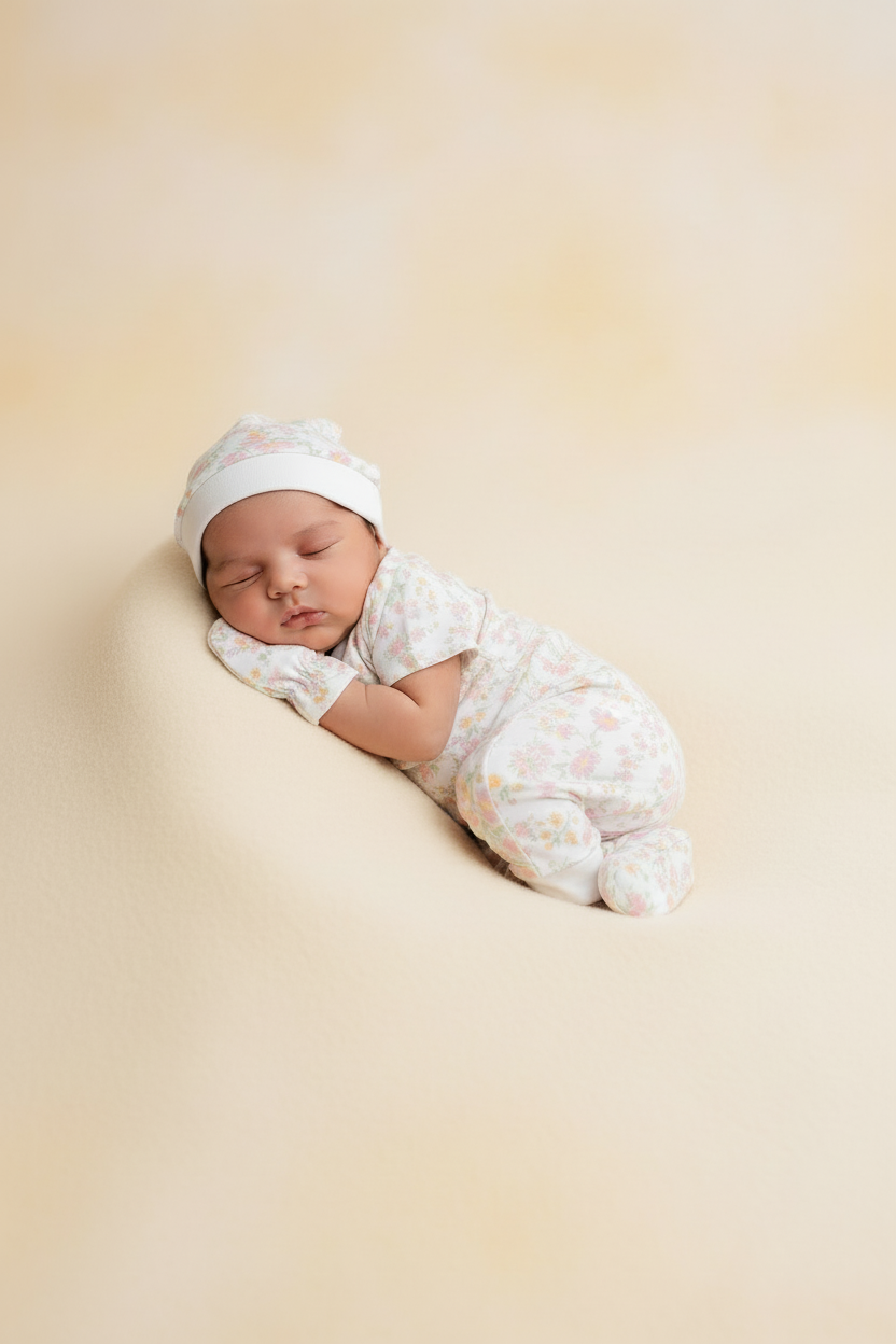 Urbanrac 100% Cotton Onesies and Pant Set - 7-Piece Newborn Essentials Set - Floral Whisper