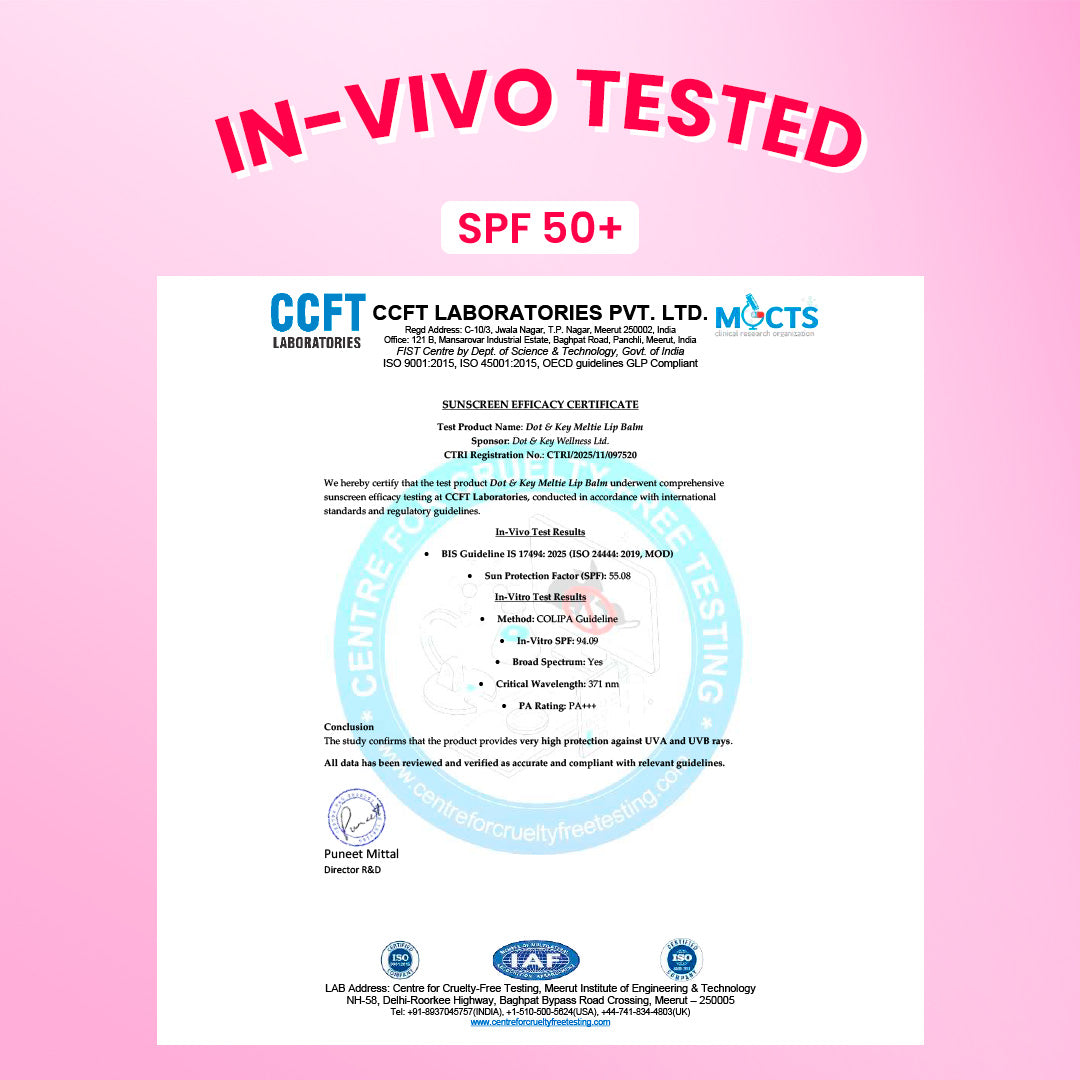 Dot & Key Meltie Lip Balm In-Vivo Tested SPF 50+ PA+++