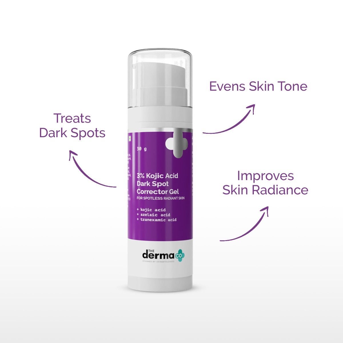 Derma Co 3% Kojic Acid Dark Spot Corrector Gel with Azelaic & Tranexamic Acid - 30g