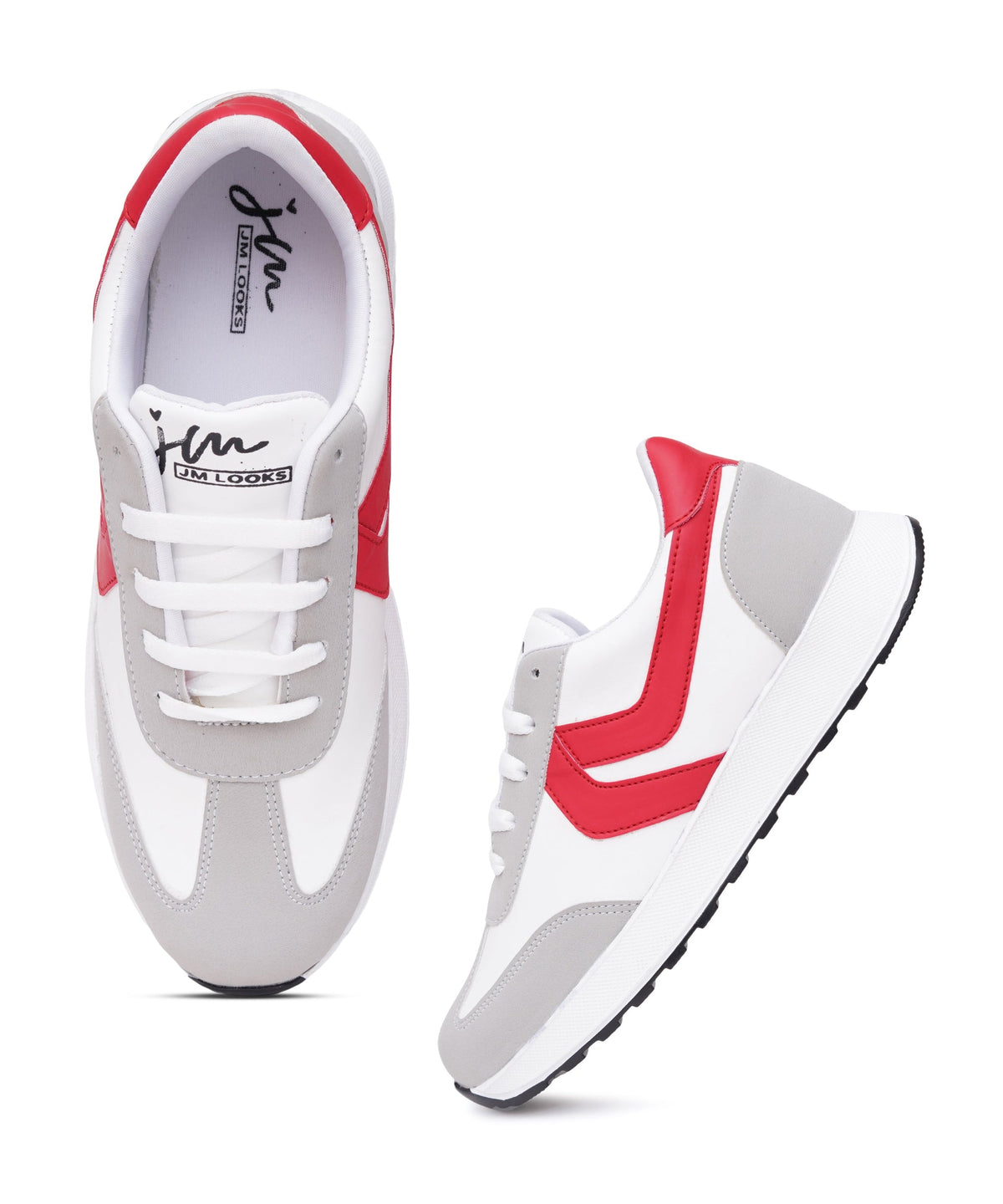 JM Looks Women’s Casual Lace-Up Sneakers with Contrast Panels