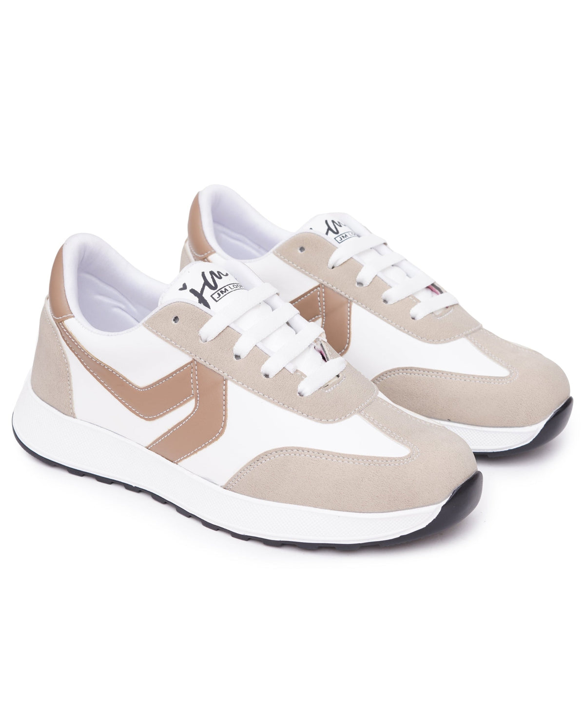 JM Looks Women’s Casual Lace-Up Sneakers with Contrast Panels