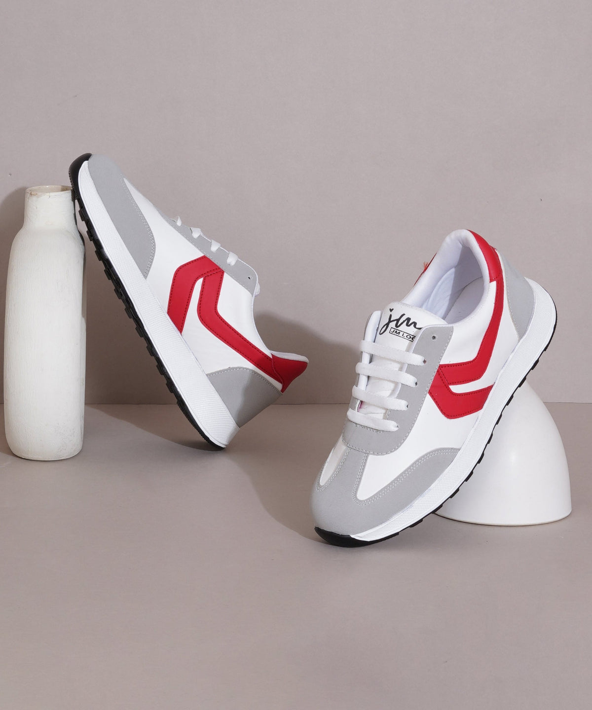 JM Looks Women’s Casual Lace-Up Sneakers with Contrast Panels