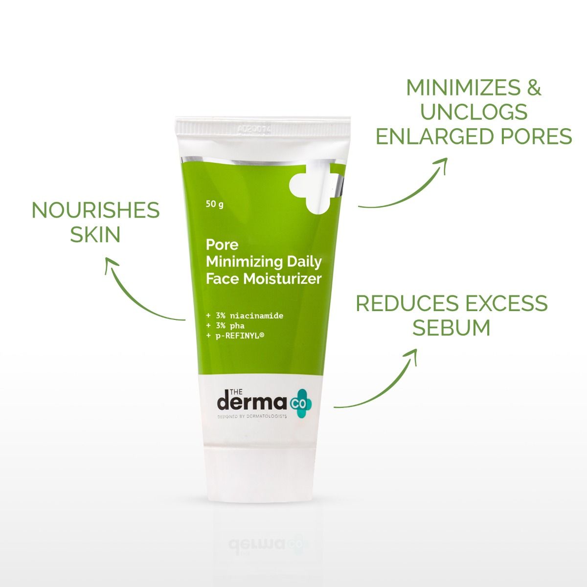 Derma Co Pore Minimizing Daily Face Moisturizer with 3% Niacinamide, 3% PHA & p-REFINYL® - 50g