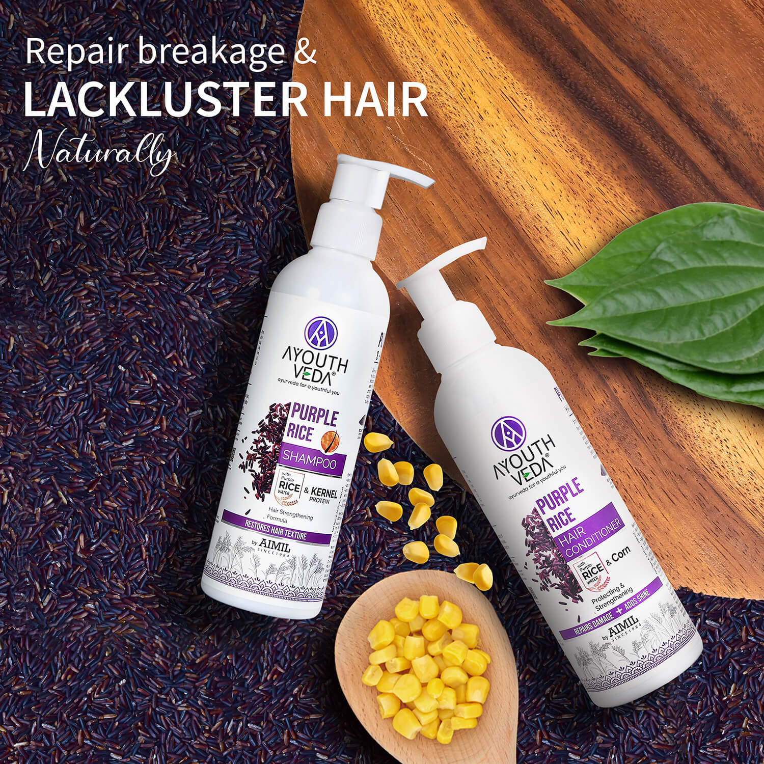 Ayouthveda Purple Rice Hair Care Combo (Shampoo 200g & Conditioner 200g)