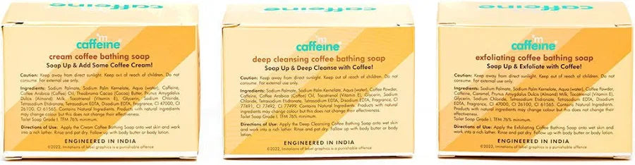 mCaffeine Exfoliating Coffee Bathing Soap Trio - 75 g x 3