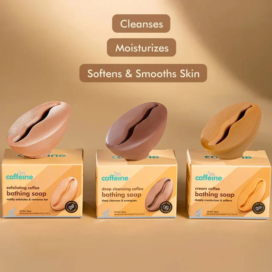 mCaffeine Exfoliating Coffee Bathing Soap Trio - 75 g x 3