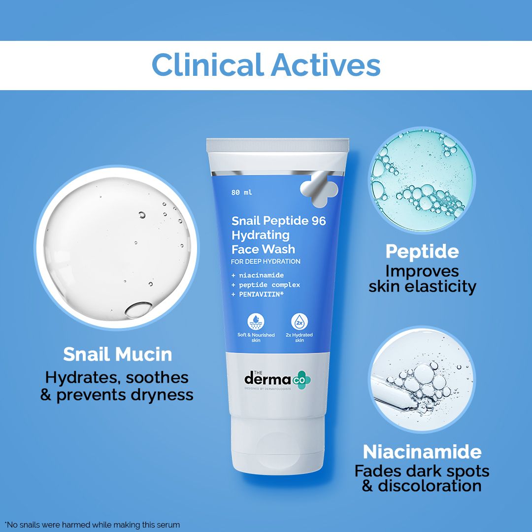 Derma Co Snail Peptide 96 Hydrating Face Wash with Snail Mucin & Peptide Complex for Deep Hydration - 80ml