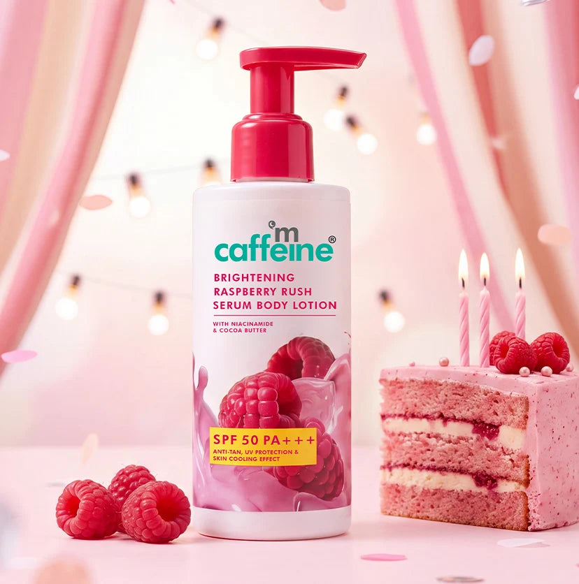 mCaffeine Brightening Raspberry Spf 50 Pa+++ Body Sunscreen Lotion - 200ml