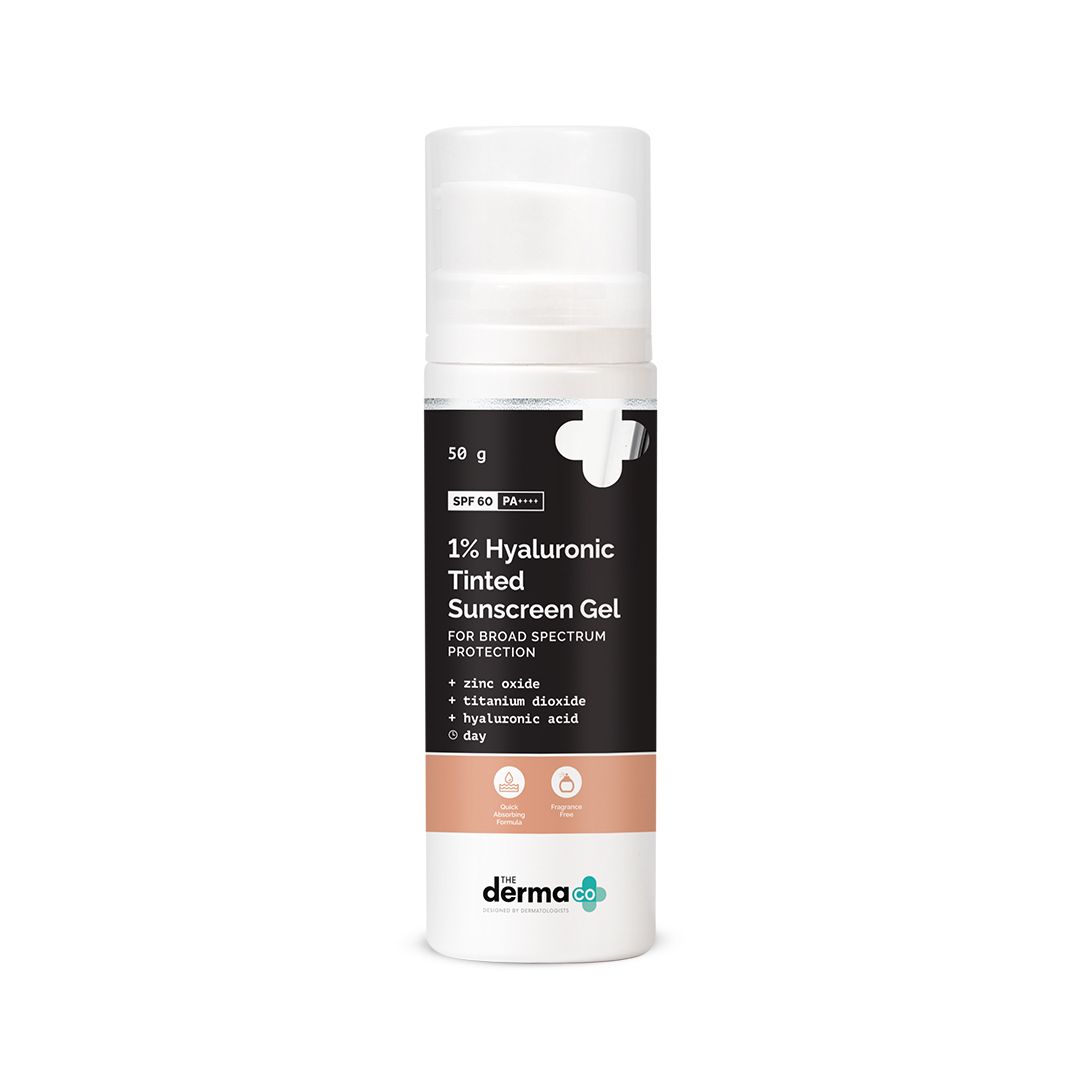 Derma Co 1% Hyaluronic Tinted Sunscreen Gel with SPF 60 & PA++++