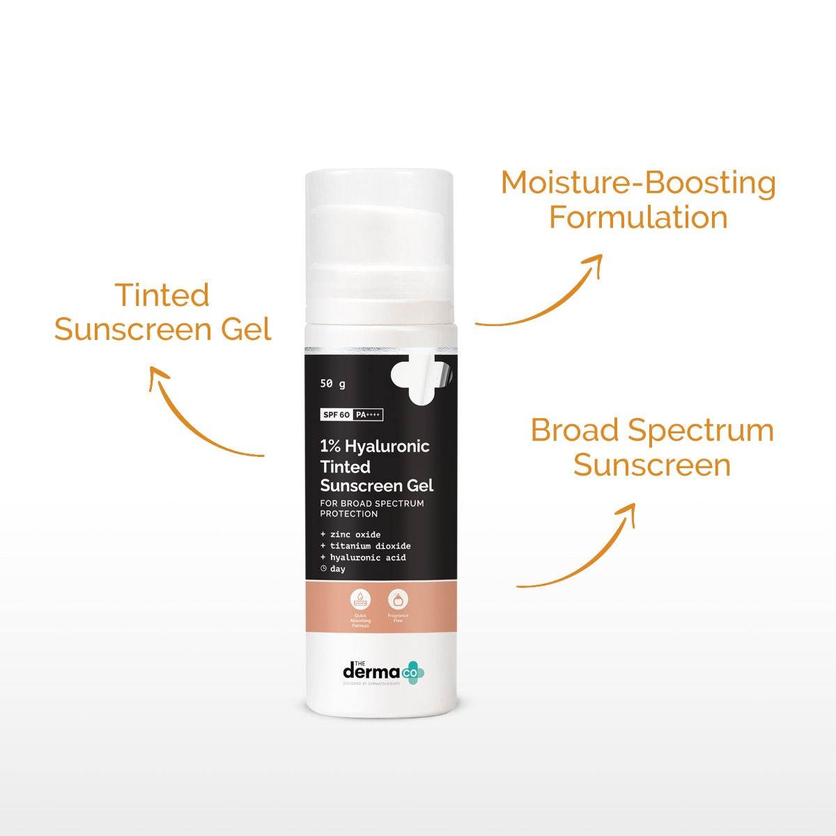 Derma Co 1% Hyaluronic Tinted Sunscreen Gel with SPF 60 & PA++++