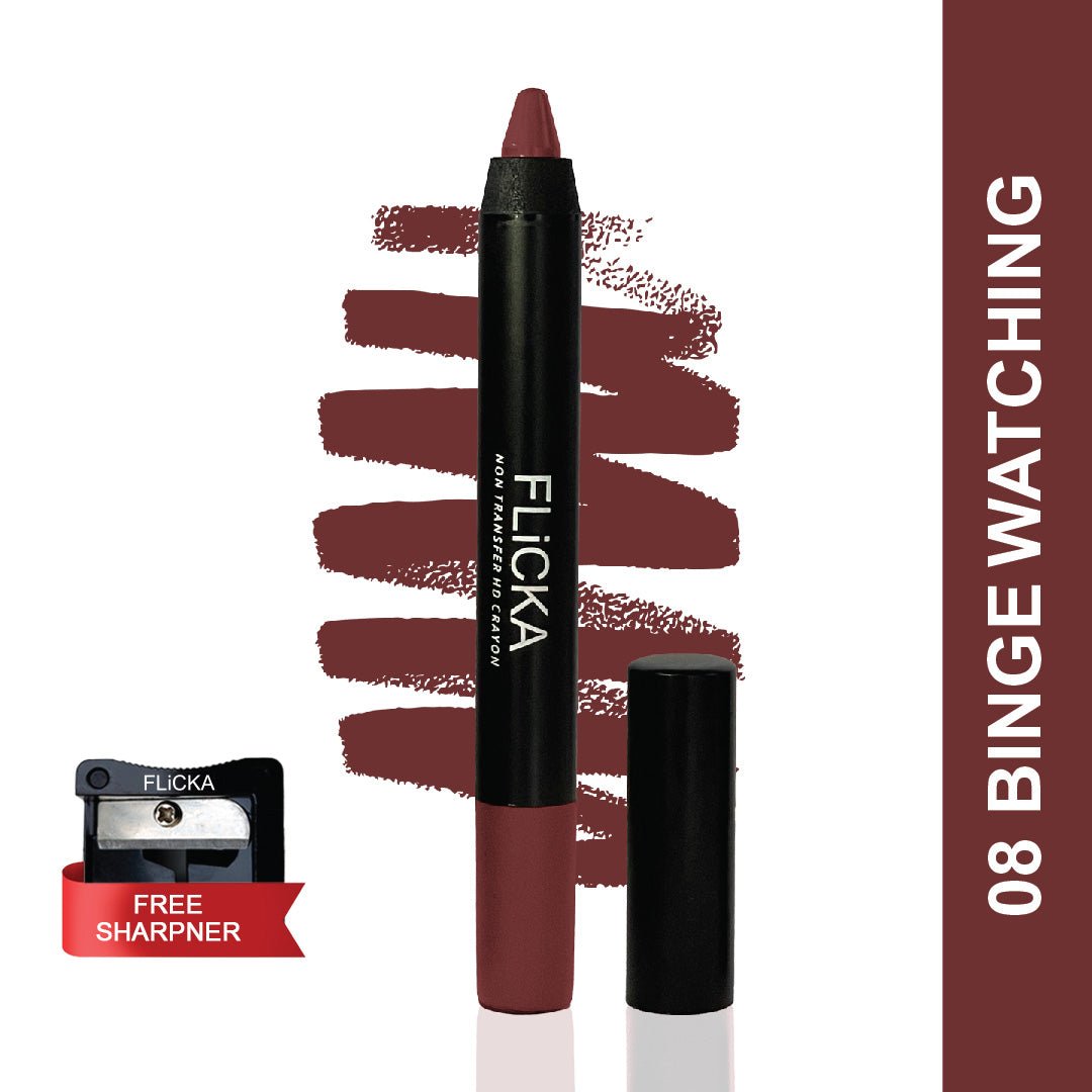Flicka Cosmetics 08BingeWatching - Lasting Lipsence Crayon Lipstick