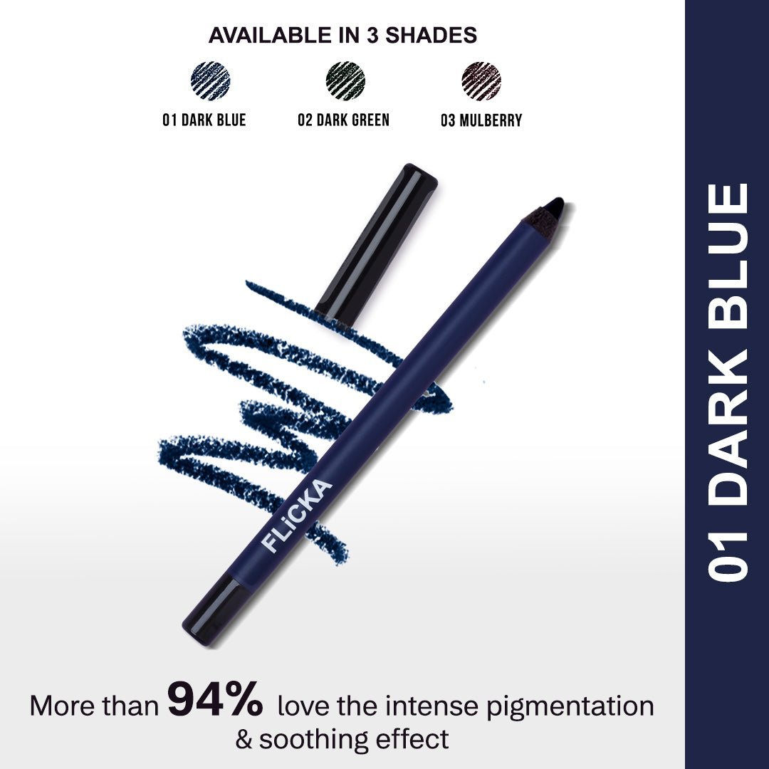 Flicka Cosmetics 01Darkblue - Keep It Bold Eye Kajal