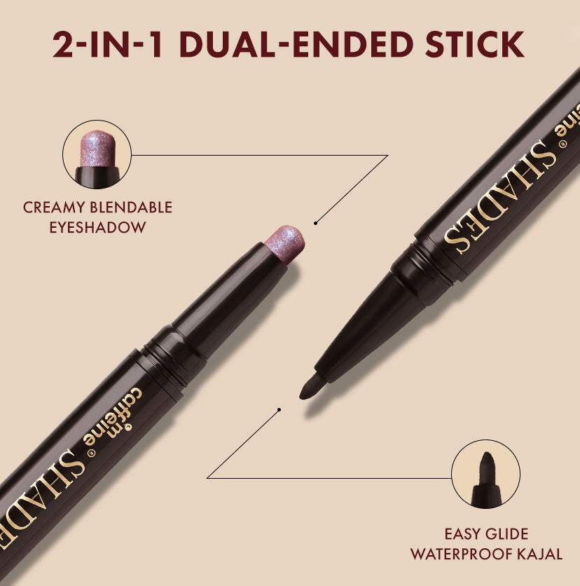 mCaffeine Duo-Verse 2-In-1 Kajal + Eyeshadow - Blush Gold & Black Magic