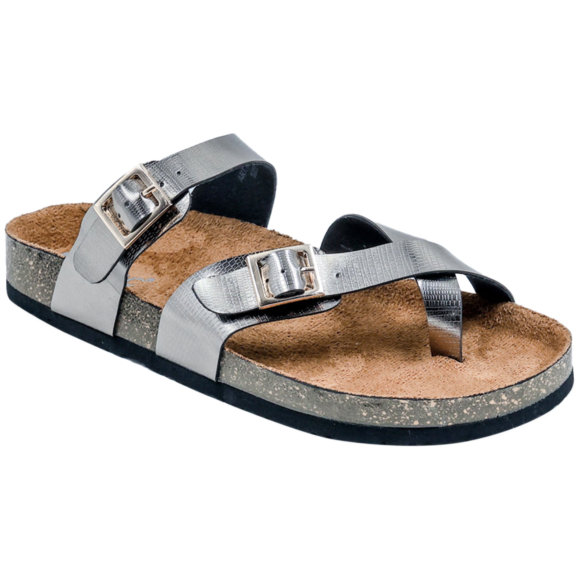LYDC London - Gunmetal L Grain Sandals for Women - Soho - Gunmetal
