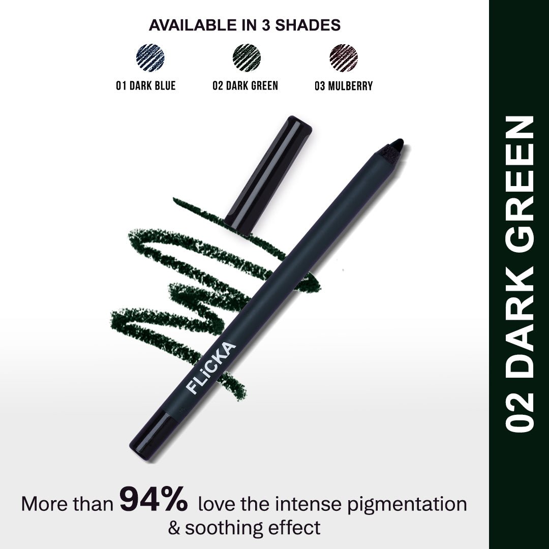 Flicka Cosmetics 02Darkgreen - Keep It Bold Eye Kajal