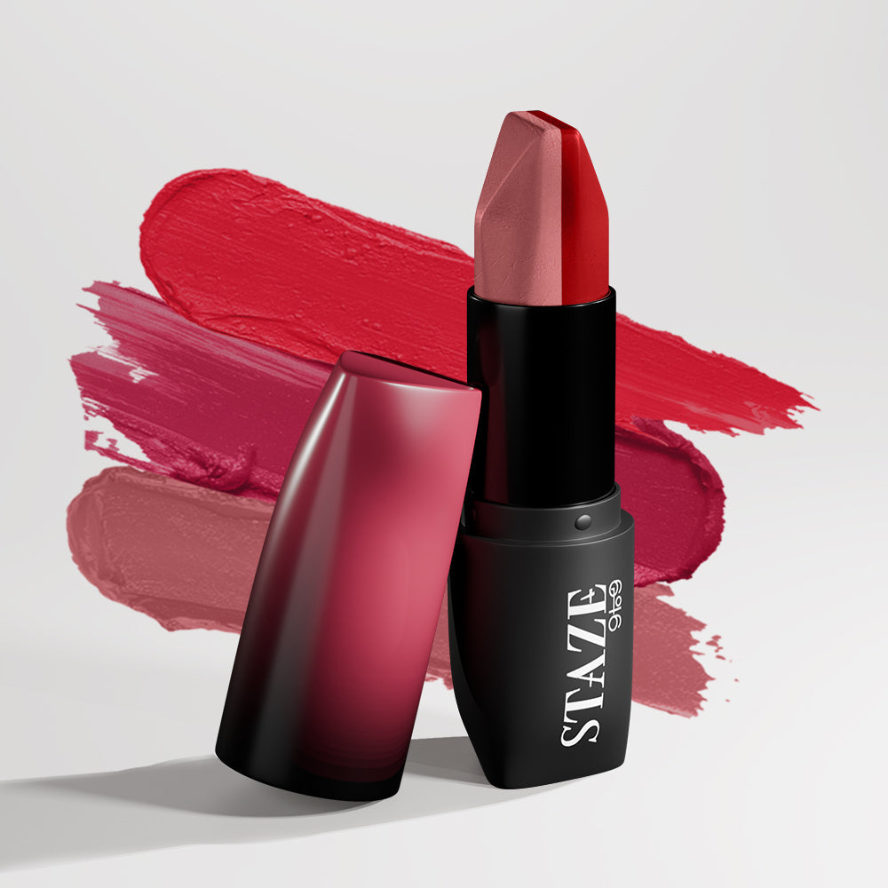 Staze Love Tri-Angle 3 In 1 Matte Lipstick - 01 Brick Pink