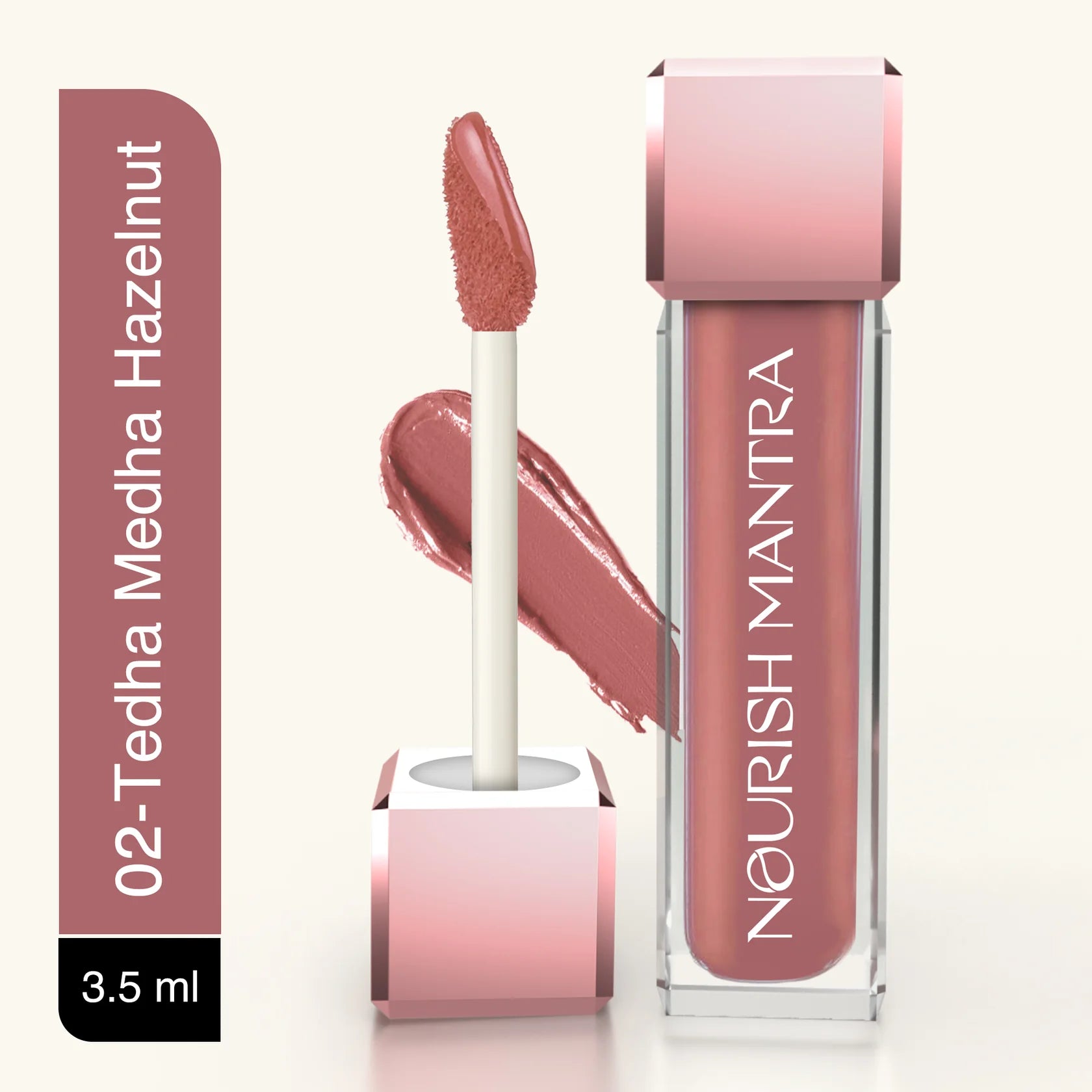 Nourish Mantra Tedha Medha Hazelnut Brown & Pink Hue - Creamy Matte Liquid Lipstick With Spf 15