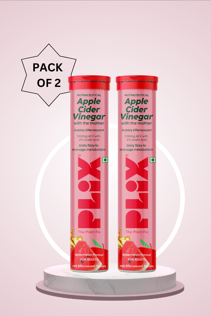 Plix ACV Effervescent Tablets - 15 (Watermelon, Pack of 2)