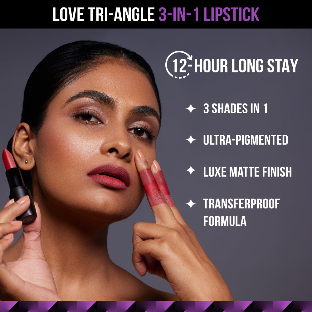 Staze Love Tri-Angle 3 In 1 Matte Lipstick - 01 Brick Pink