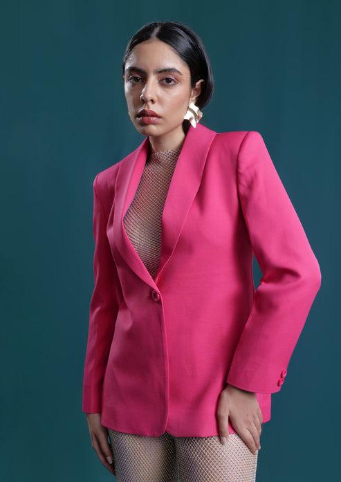 Studio OJS Hot Pink Rhinestone Blazer Co-ord Set