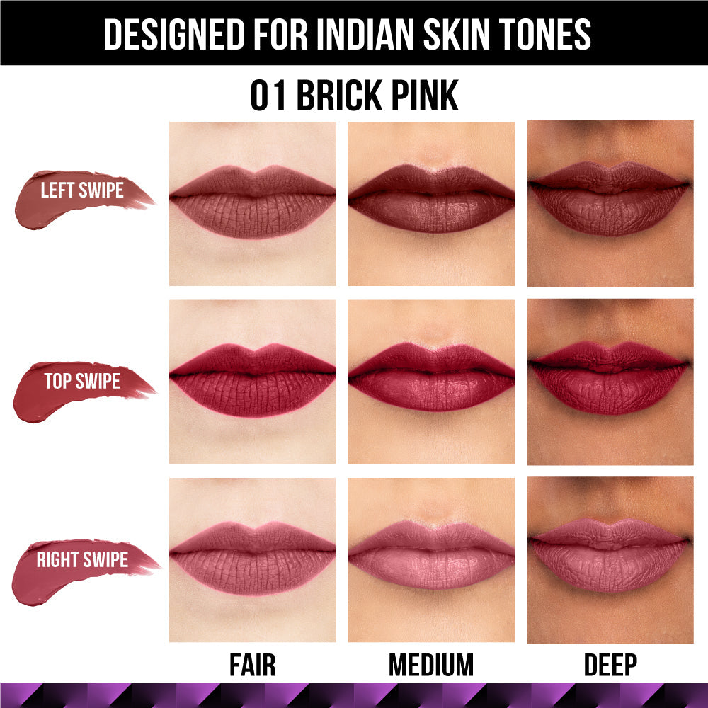 Staze Love Tri-Angle 3 In 1 Matte Lipstick - 01 Brick Pink
