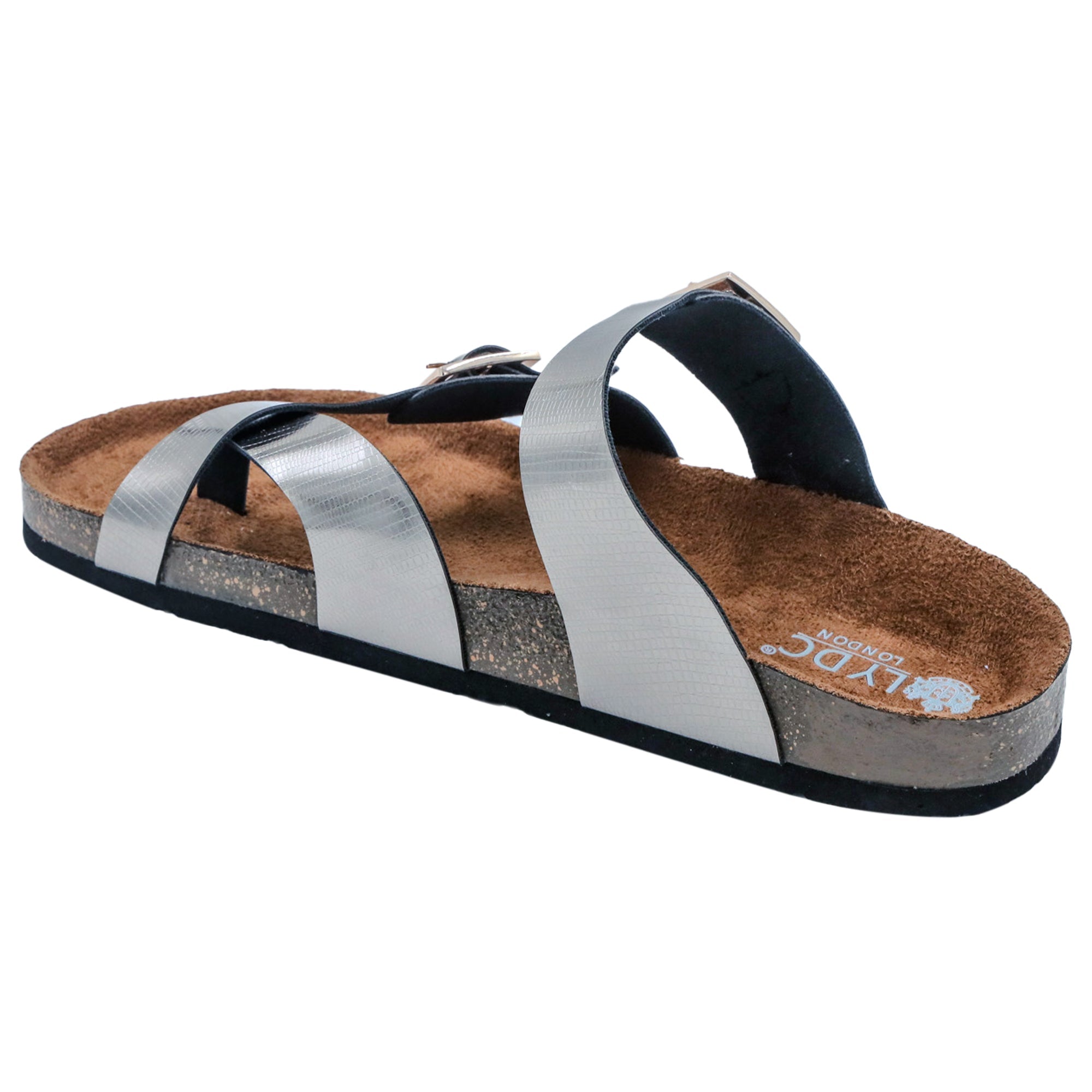 LYDC London - Gunmetal L Grain Sandals for Women - Soho - Gunmetal