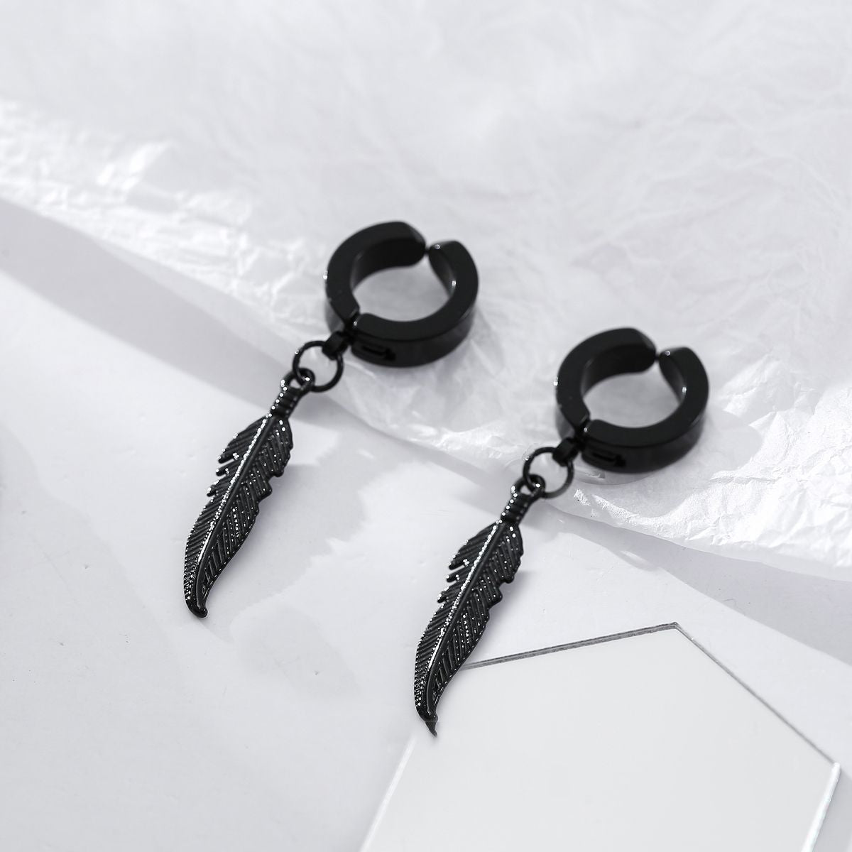 Salty Black Feather Dangles