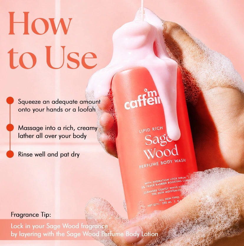mCaffeine Sage Wood Nourishing Milky Body Wash - 250ml