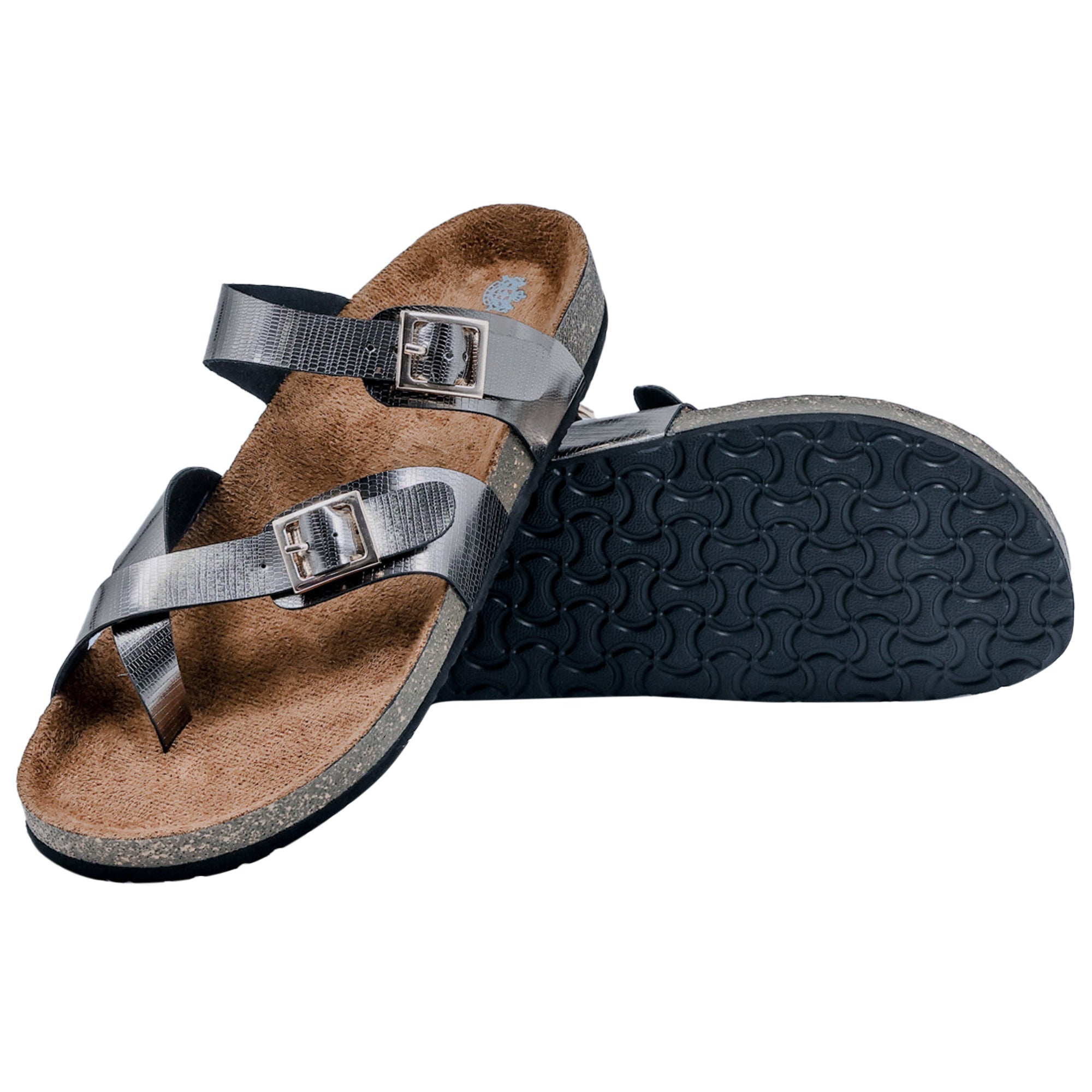 LYDC London - Gunmetal L Grain Sandals for Women - Soho - Gunmetal