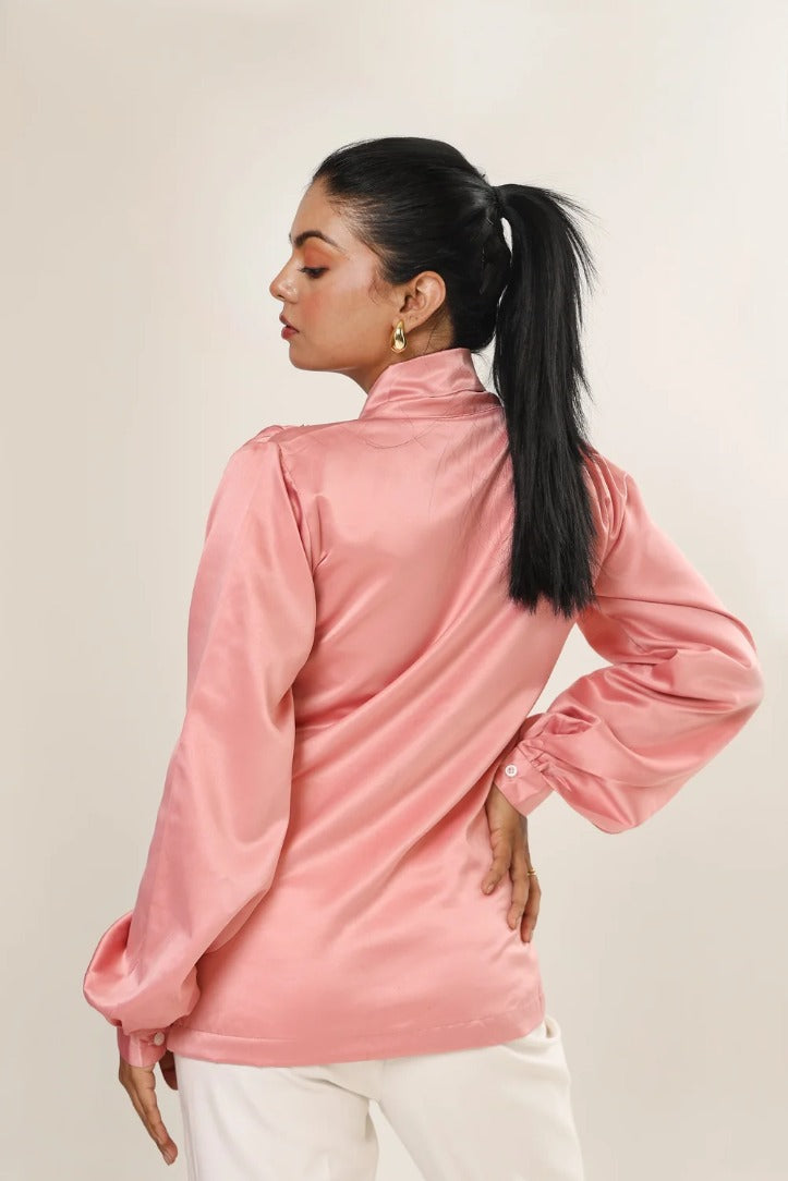 Sugnaa Elle Bow Blouse Top - Pink