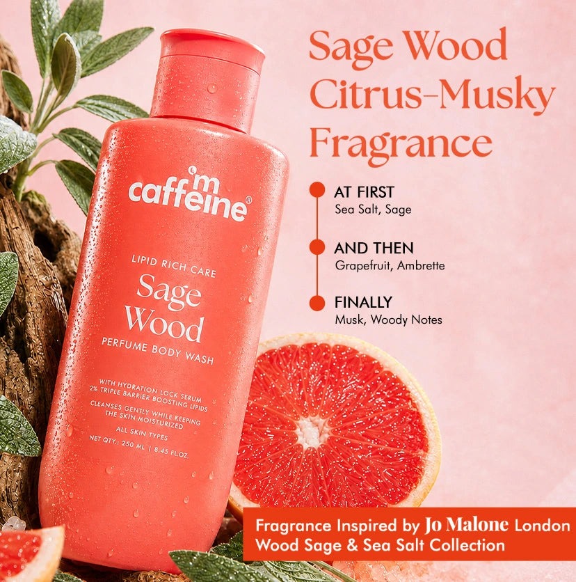 mCaffeine Sage Wood Nourishing Milky Body Wash - 250ml
