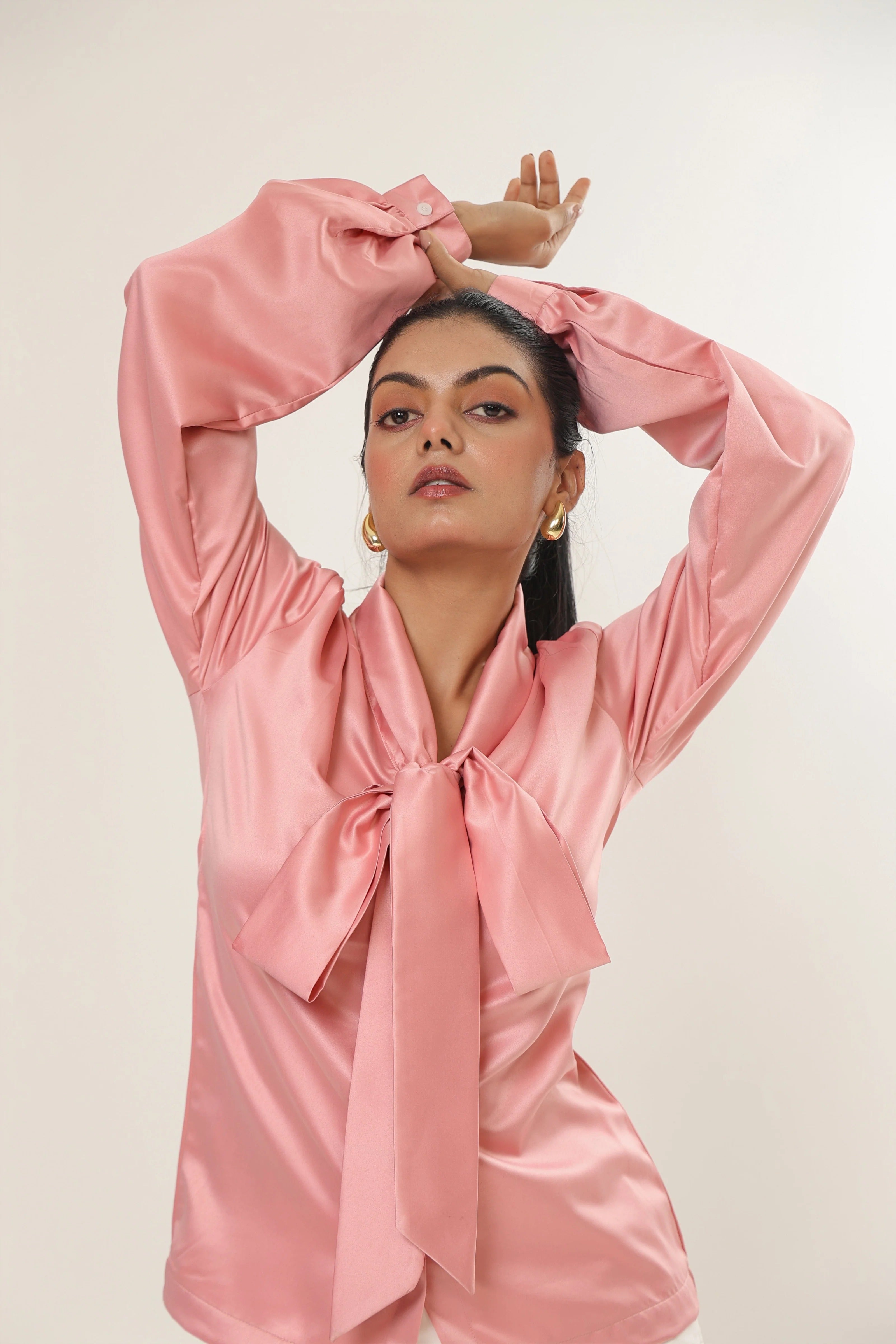 Sugnaa Elle Bow Blouse Top - Pink