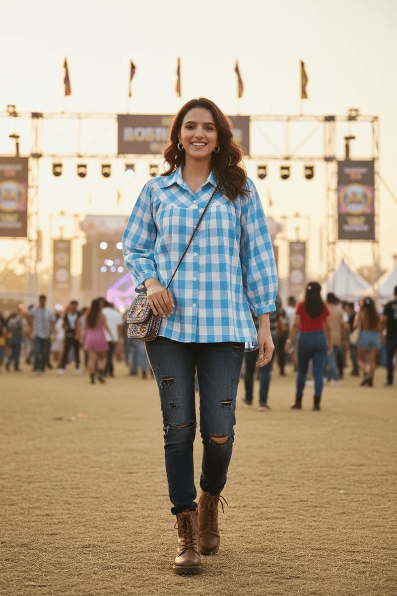 Sugnaa Blue Gingham Giggles Shirt