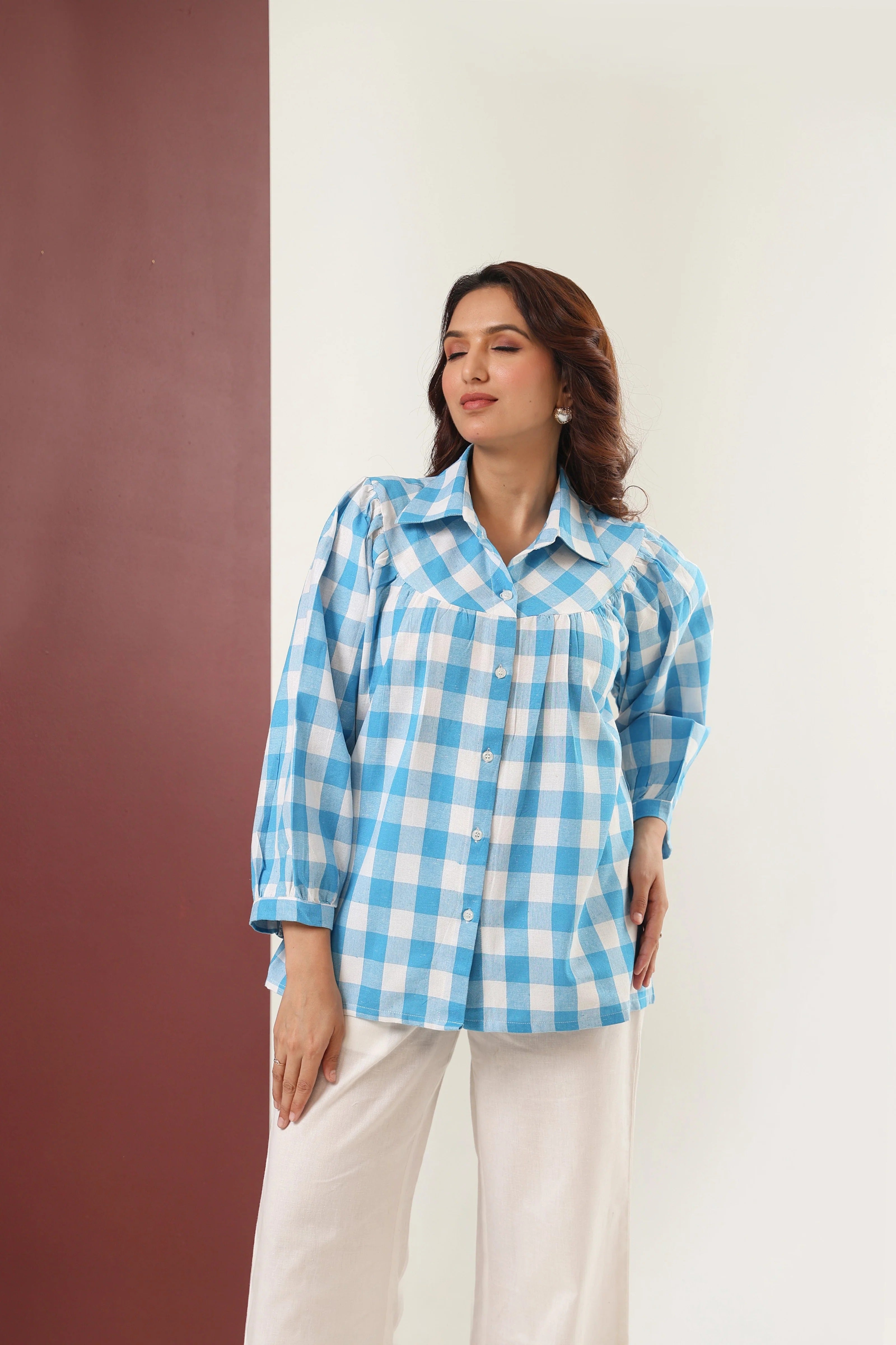 Sugnaa Blue Gingham Giggles Shirt