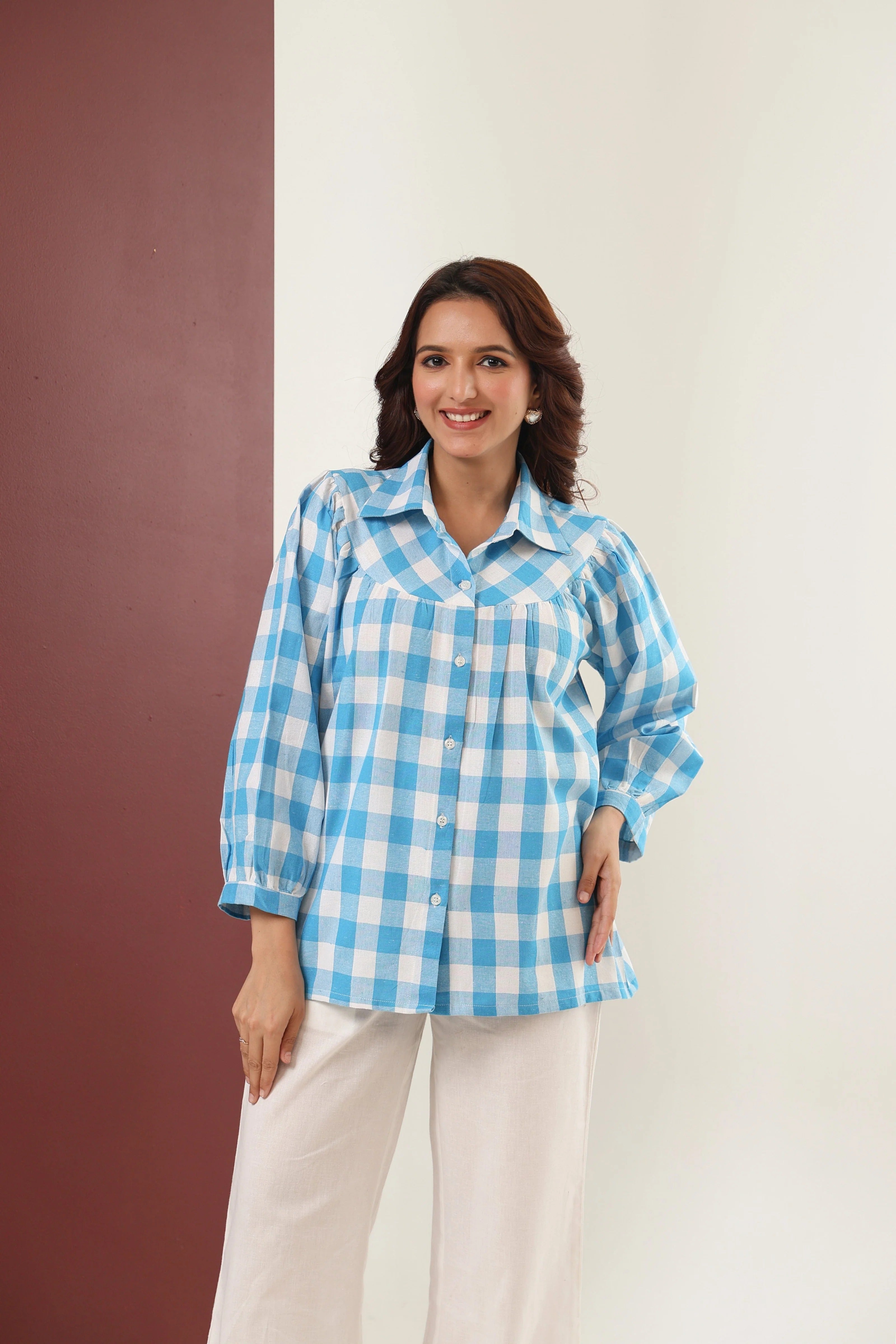 Sugnaa Blue Gingham Giggles Shirt