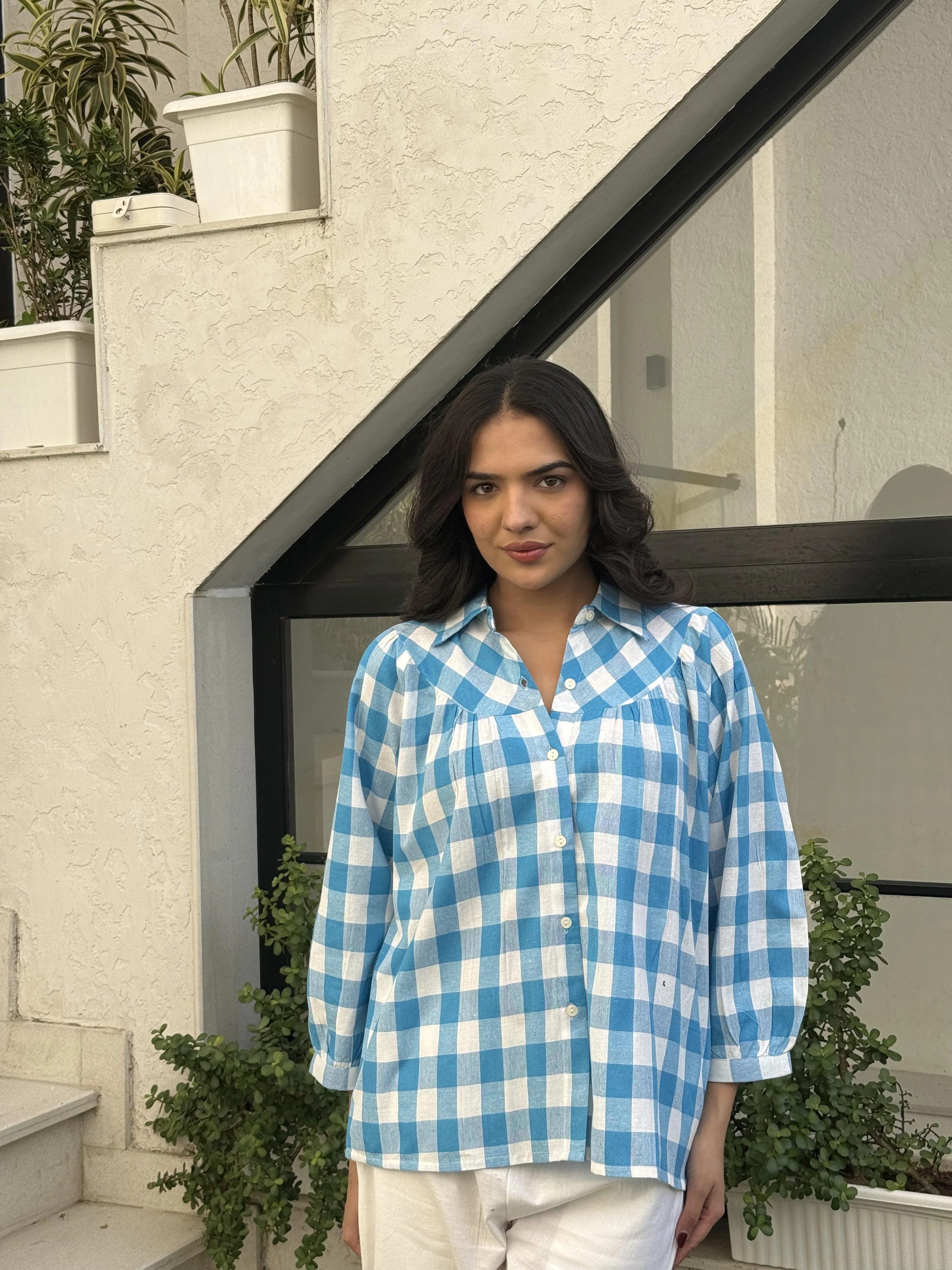 Sugnaa Blue Gingham Giggles Shirt
