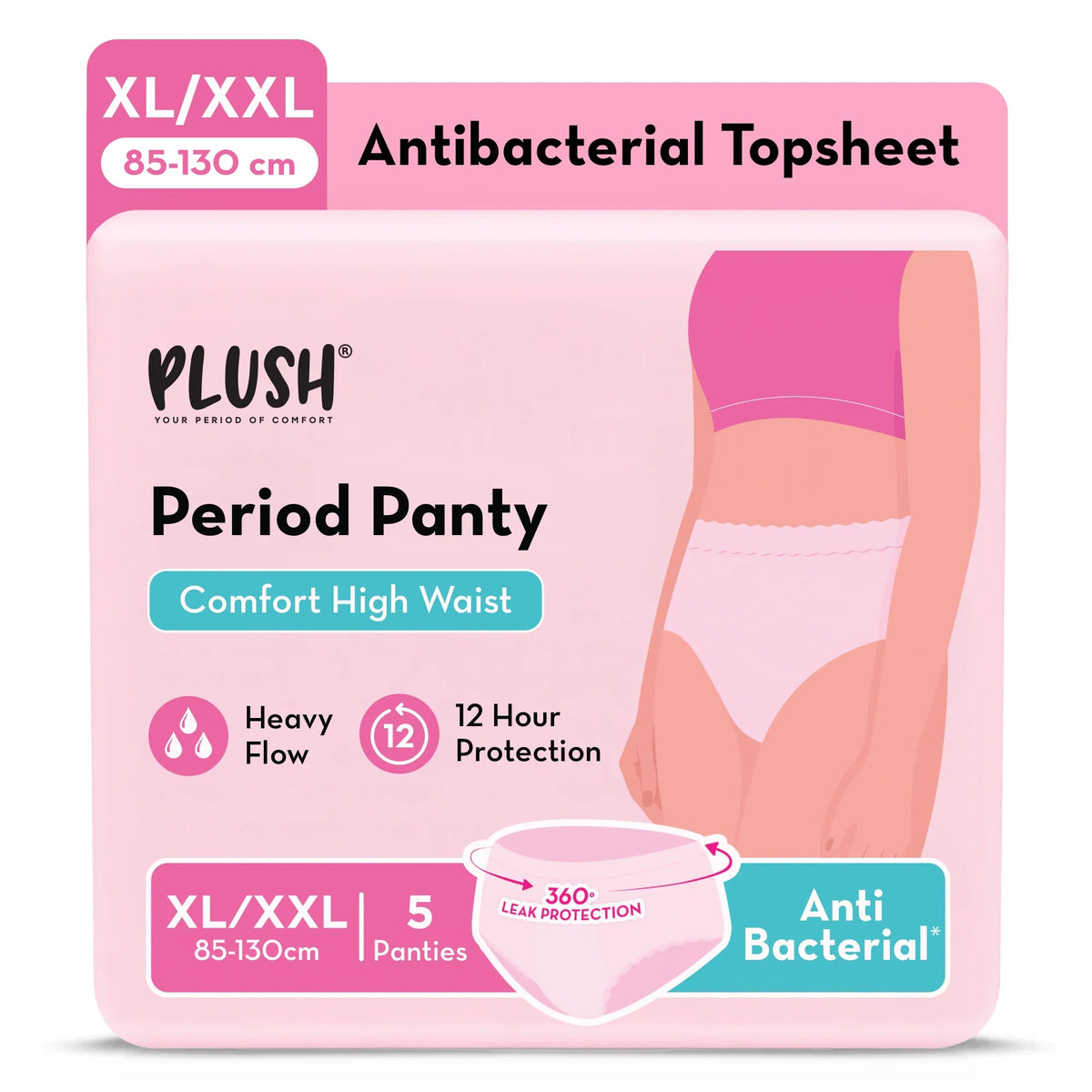 Plush Comfort High Waist Disposable Anti-Bacterial Period Panty | 5 Pcs XL/XXL (85–130 cm)