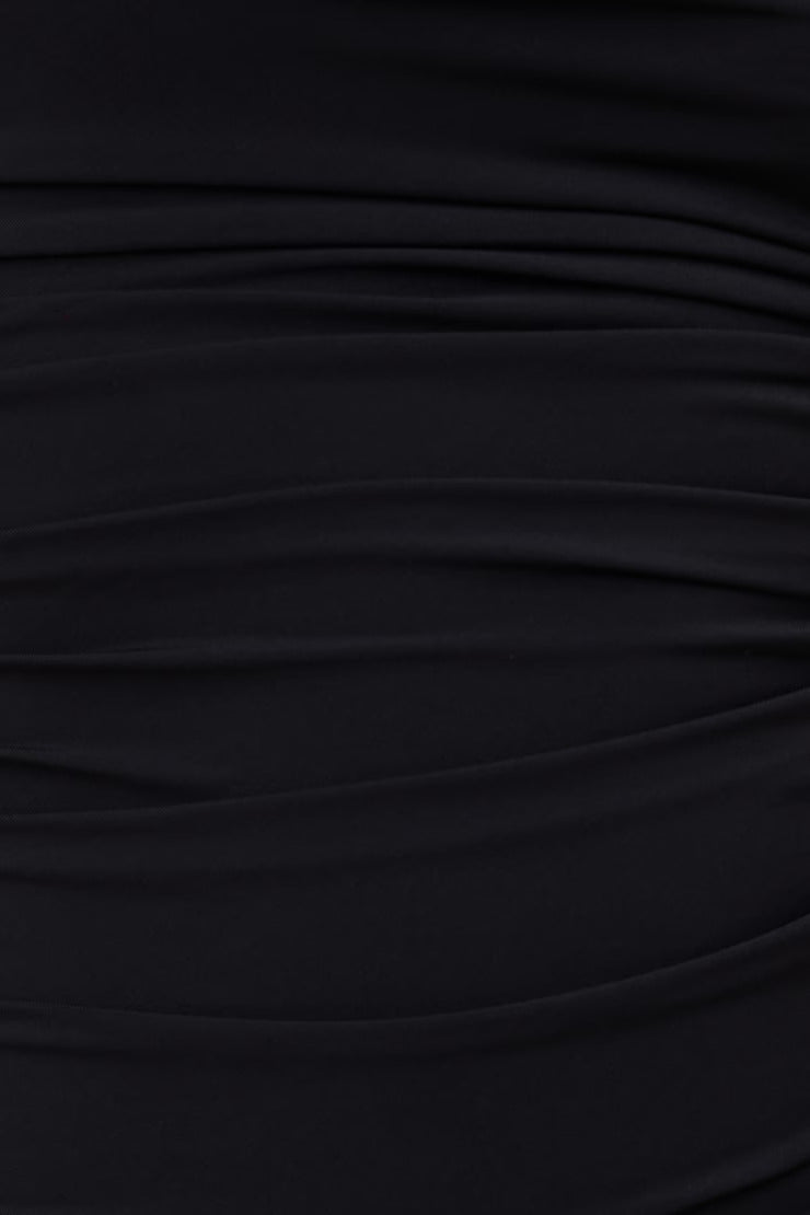 Mywishbag Sculpt Ruched Mini Dress - Black - Mesh