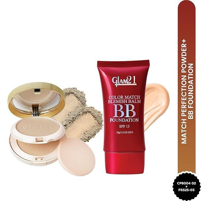 Glam21 Color Match BB Foundation + 2-in-1 Compact Powder Combo