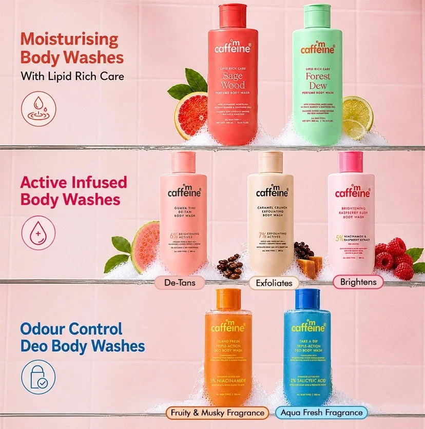Mcaffeine Forest Dew Nourishing Milky Body Wash + Sage Wood Nourishing Milky Body Wash (combo)
