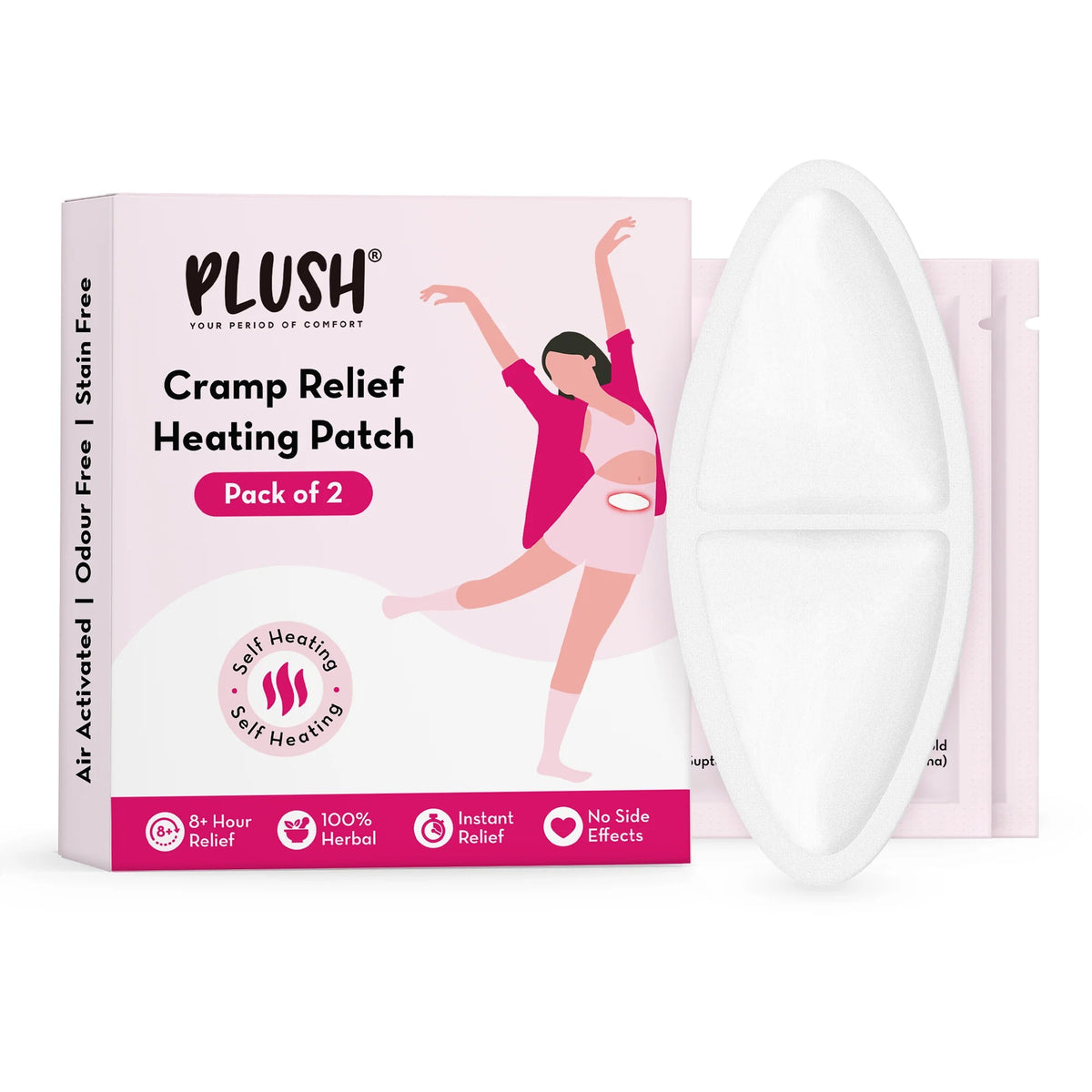 Plush 8+ Hour Instant Cramp Relief Heating Patch (Pack of 2)