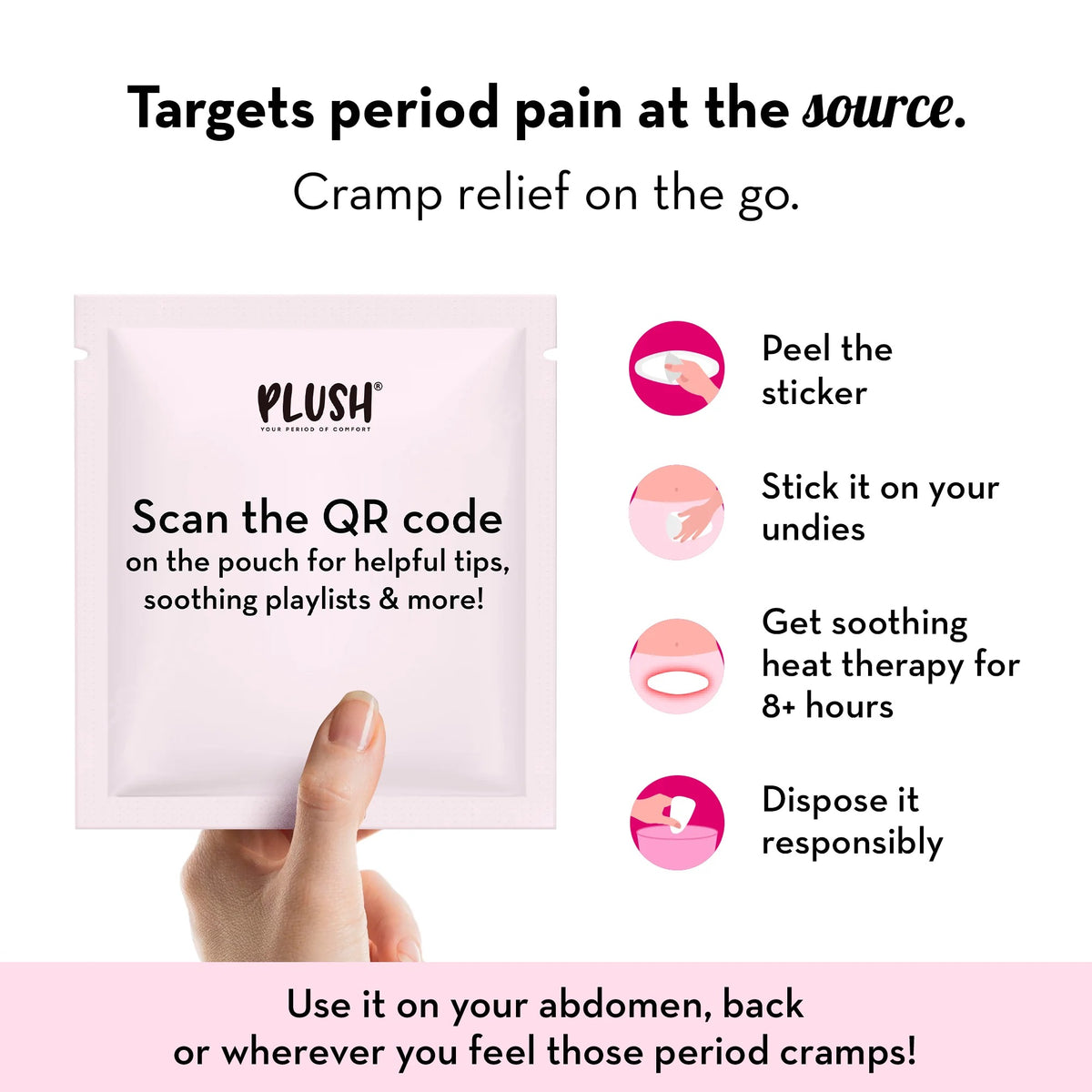 Plush 8+ Hour Instant Cramp Relief Heating Patch (Pack of 2)