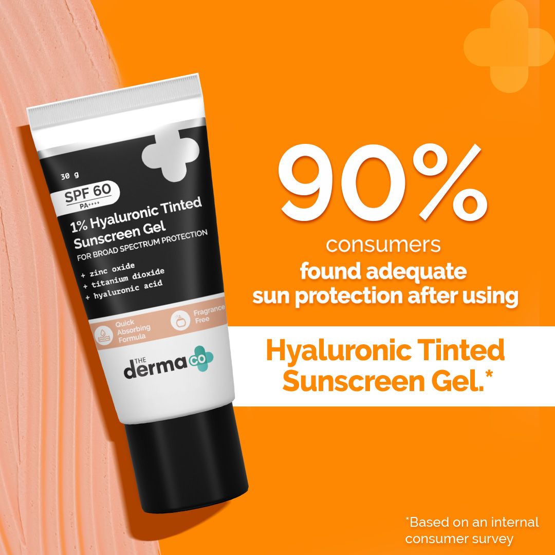 Derma Co 1% Hyaluronic Tinted Sunscreen Gel with SPF 60 & PA++++