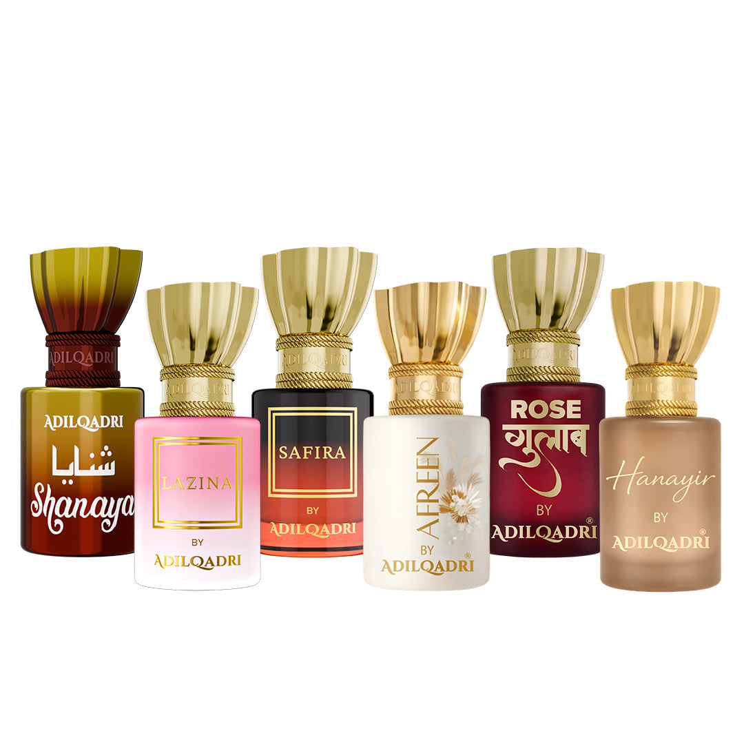 Pack of 6 Shanaya, Lazina, Safira, Afreen, Rose, Hanayir Attar 5.5 Ml Each