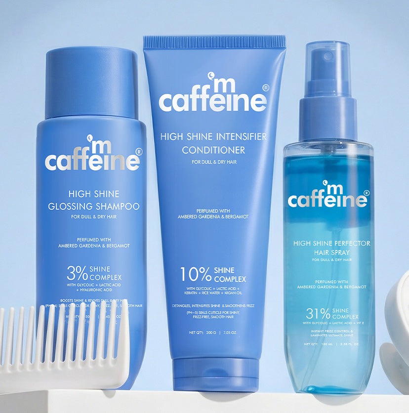 mCaffeine Complete Glossy Hair Routine (Shampoo, Conditioner and Hair spray)
